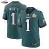 Jalen Hurts Philadelphia Eagles Nike Super Bowl LIX Game Player Jersey - Midnight Green