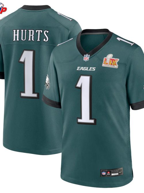 Jalen Hurts Philadelphia Eagles Nike Super Bowl LIX Game Player Jersey - Midnight Green
