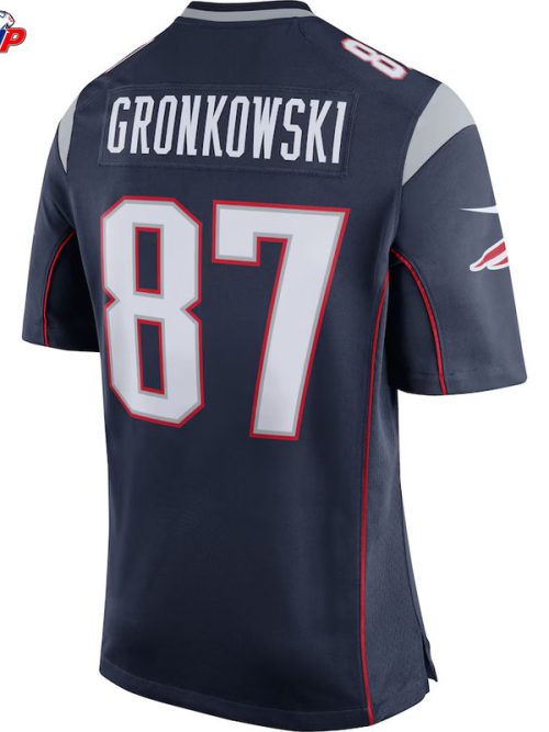 Rob Gronkowski Navy Blue/Silver New England Patriots Game Jersey
