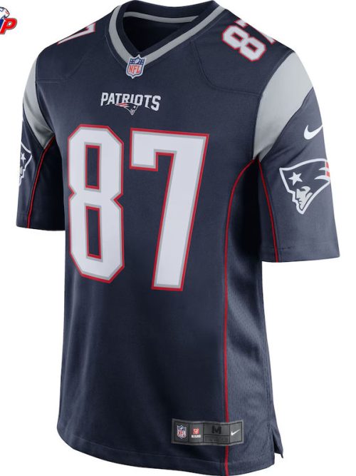 Rob Gronkowski Navy Blue/Silver New England Patriots Game Jersey