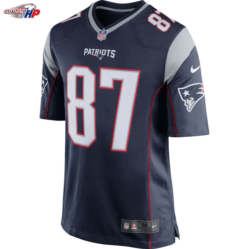 Rob Gronkowski Navy Blue/Silver New England Patriots Game Jersey